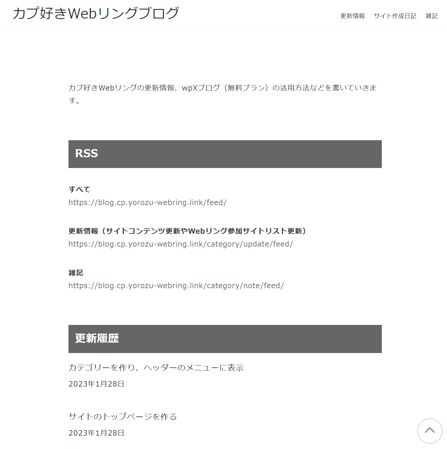 最近の投稿一覧が表示されてないトップページ。